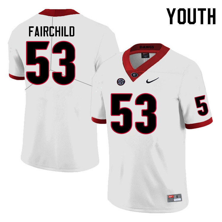 Youth #53 Dylan Fairchild Georgia Bulldogs College Football Jerseys Sale-White